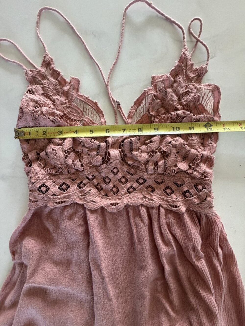 Free People Adella Slip Dress Mauve Pink Lace Boho Mini Dress Size M - Picture 3 of 16